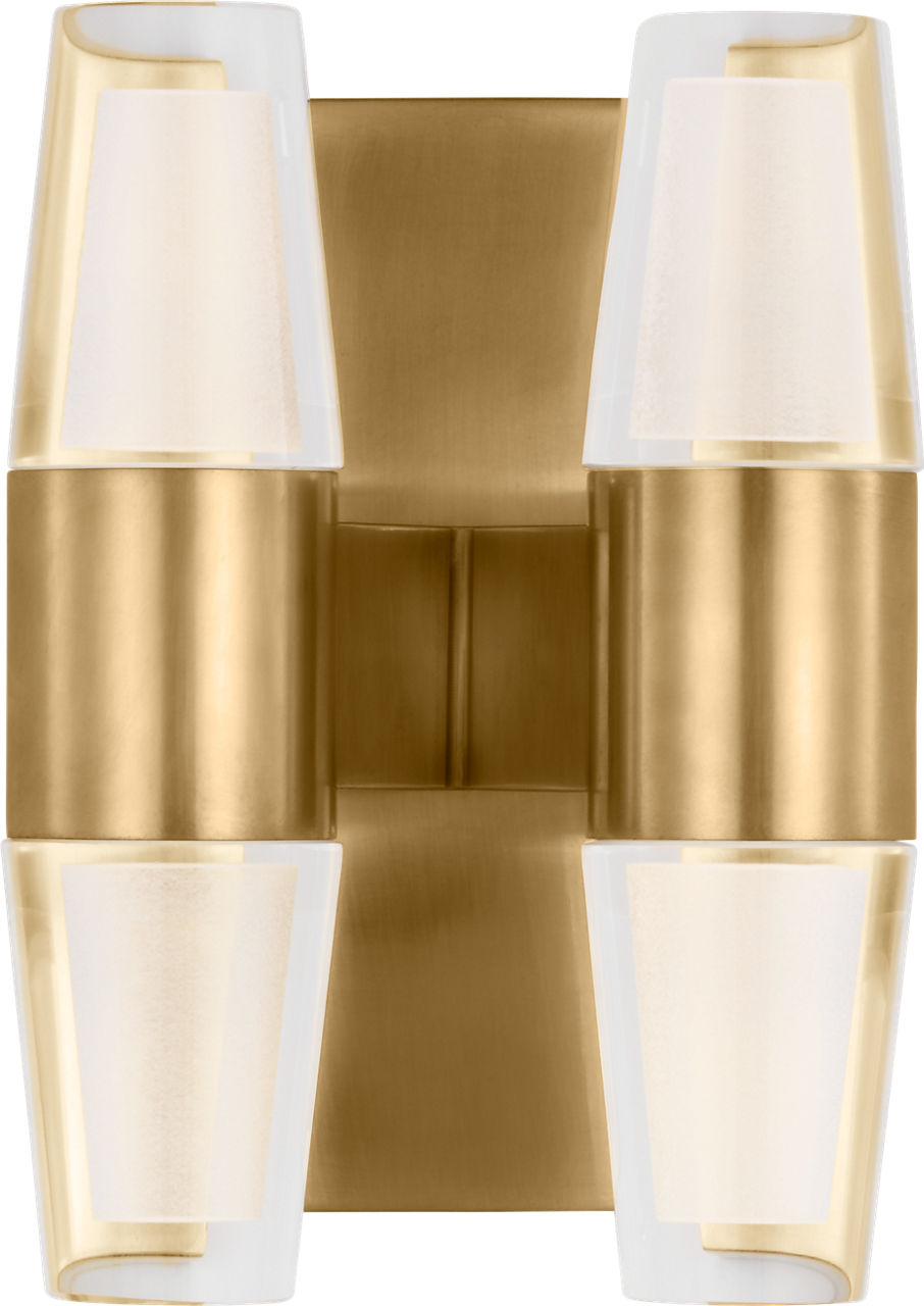 Lassell Double Short Sconce in Natural Brass 2700K 120V