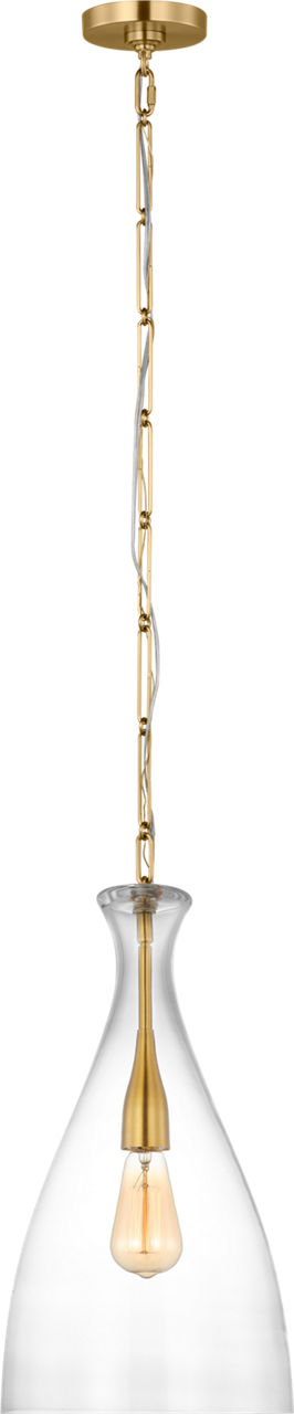 Athena Small Pendant with Clear Glass Shade Burnished Brass