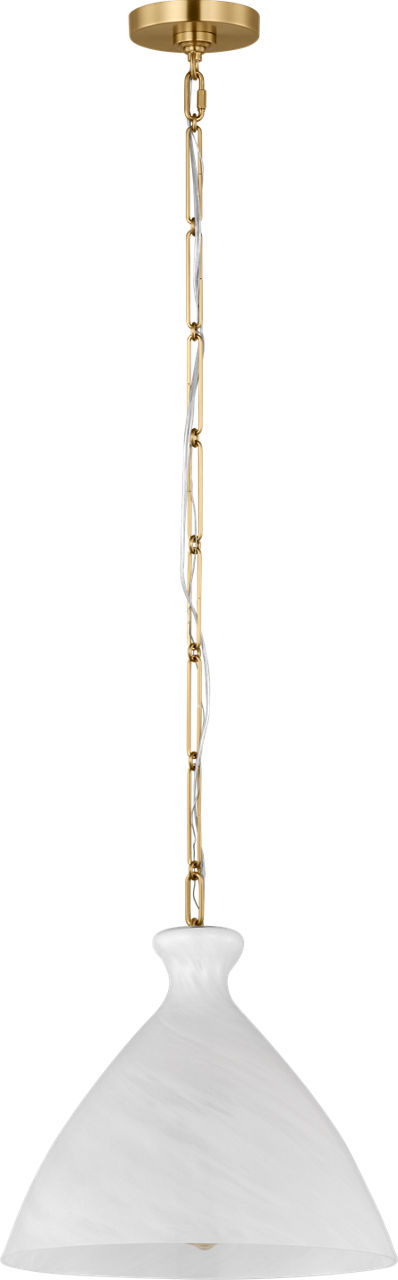 Athena Medium Pendant with Striated Glass Shade Burnished Brass