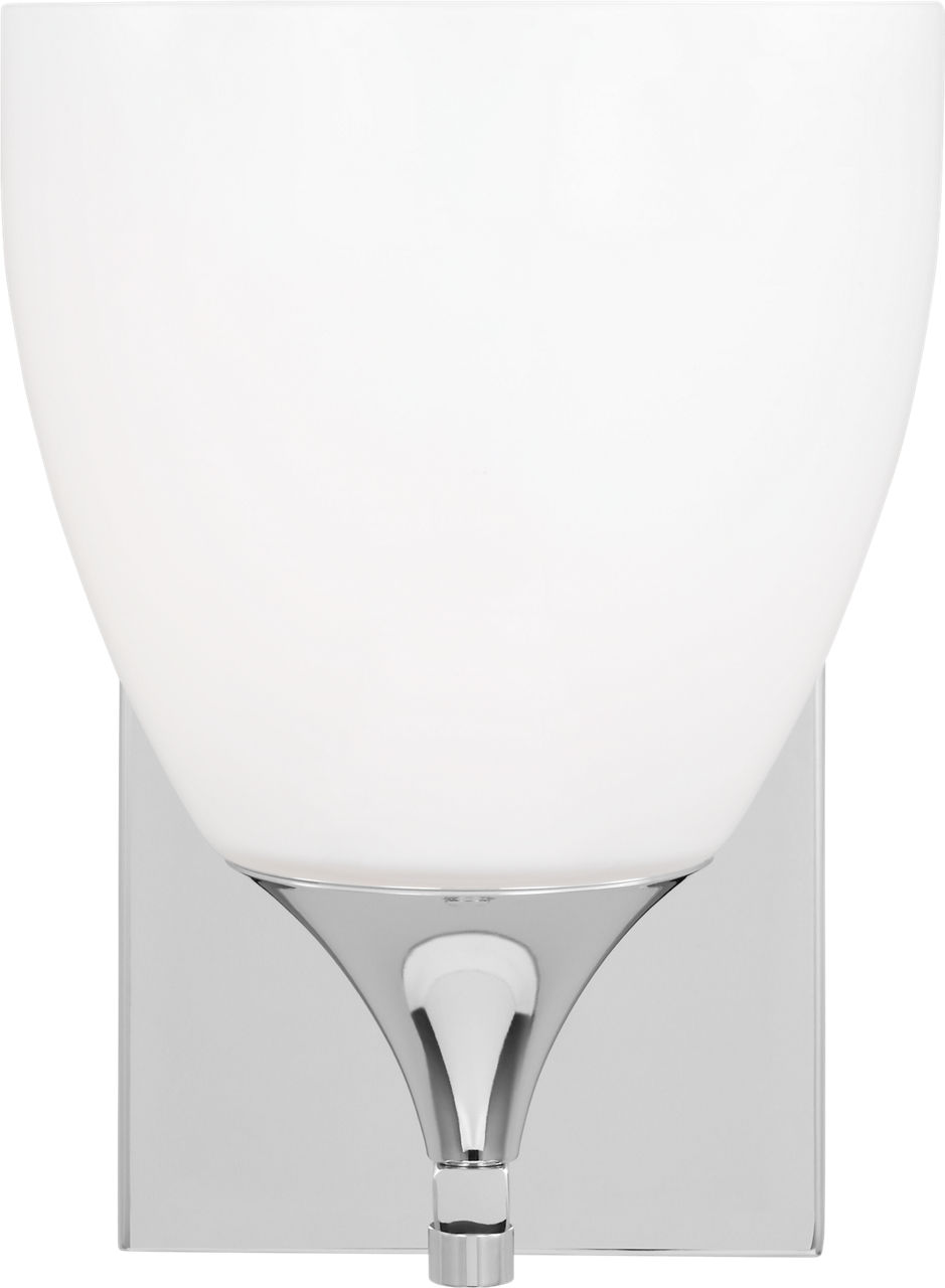 Toffino 1-Light Bath Sconce in Chrome with Milk Glass