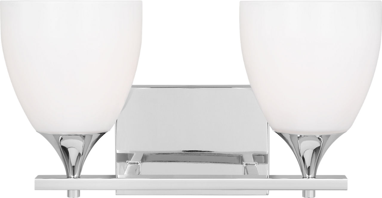 Toffino 2-Light Bath Sconce in Chrome with Milk Glass