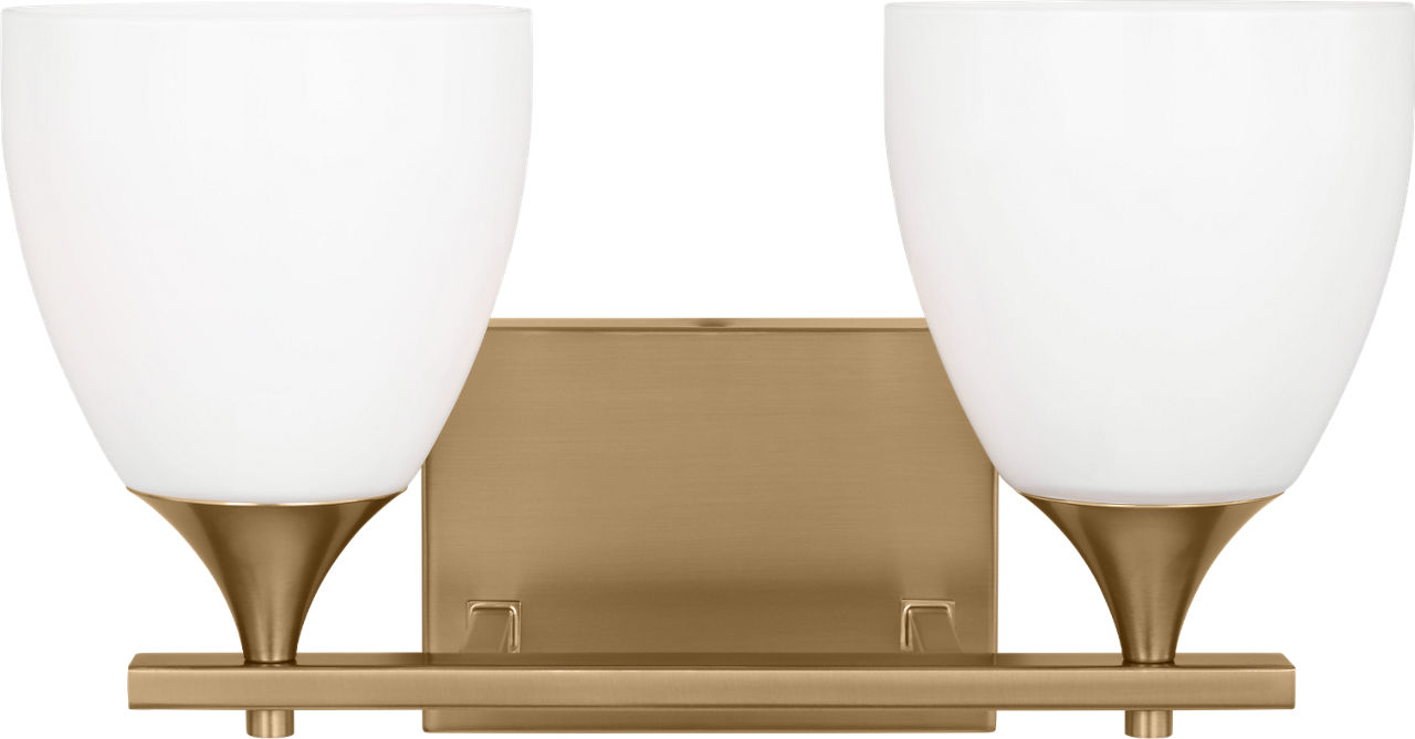 Toffino 2-Light Bath Sconce in Satin Brass with Milk Glass