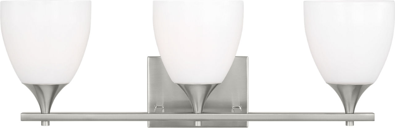 Toffino 3-Light Bath Sconce in Brushed Steel with Milk Glass