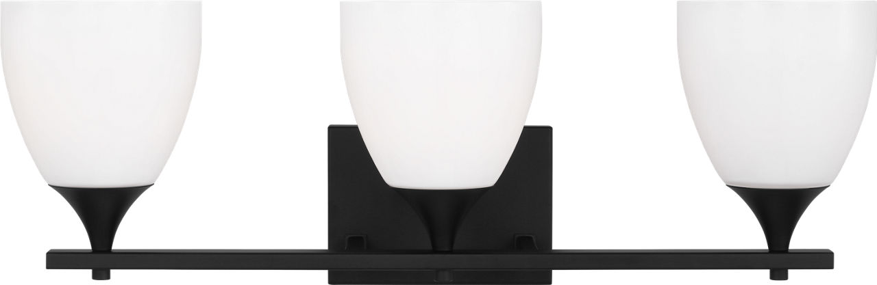 Toffino 3-Light Bath Sconce in Midnight Black with Milk Glass
