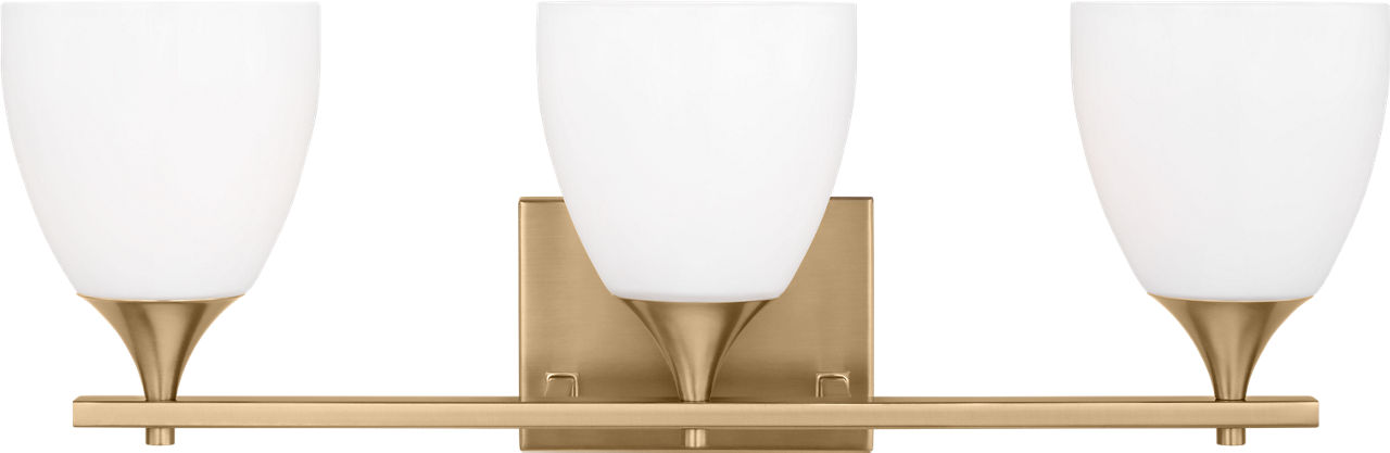 Toffino 3-Light Bath Sconce in Satin Brass with Milk Glass