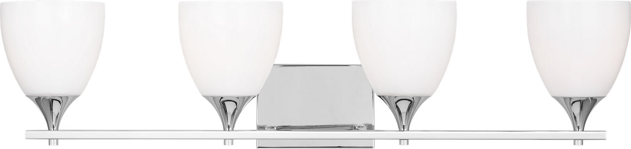 Toffino 4-Light Bath Sconce in Chrome with Milk Glass