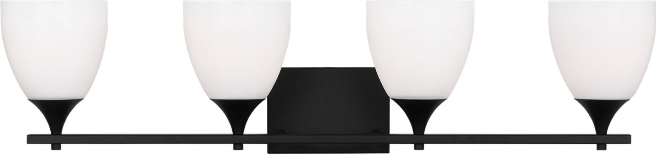 Toffino 4-Light Bath Sconce in Midnight Black with Milk Glass