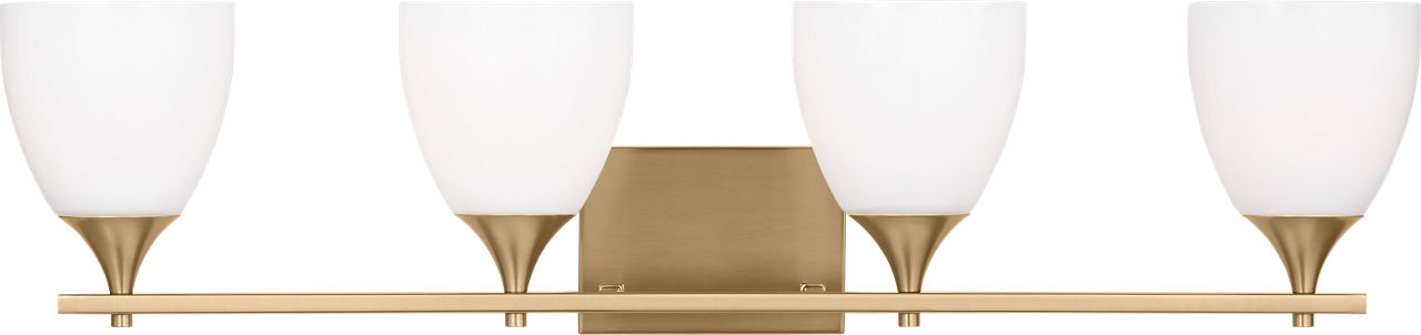 Toffino 4-Light Bath Sconce in Satin Brass with Milk Glass