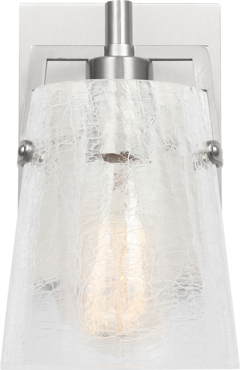 Crofton Small Sconce Brushed Nickel Clear Crackle Glass