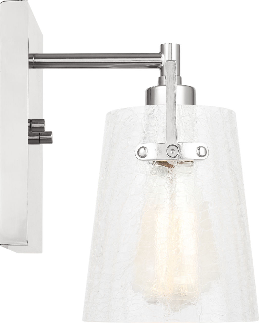 Crofton Small Sconce Chrome Clear Crackle Glass