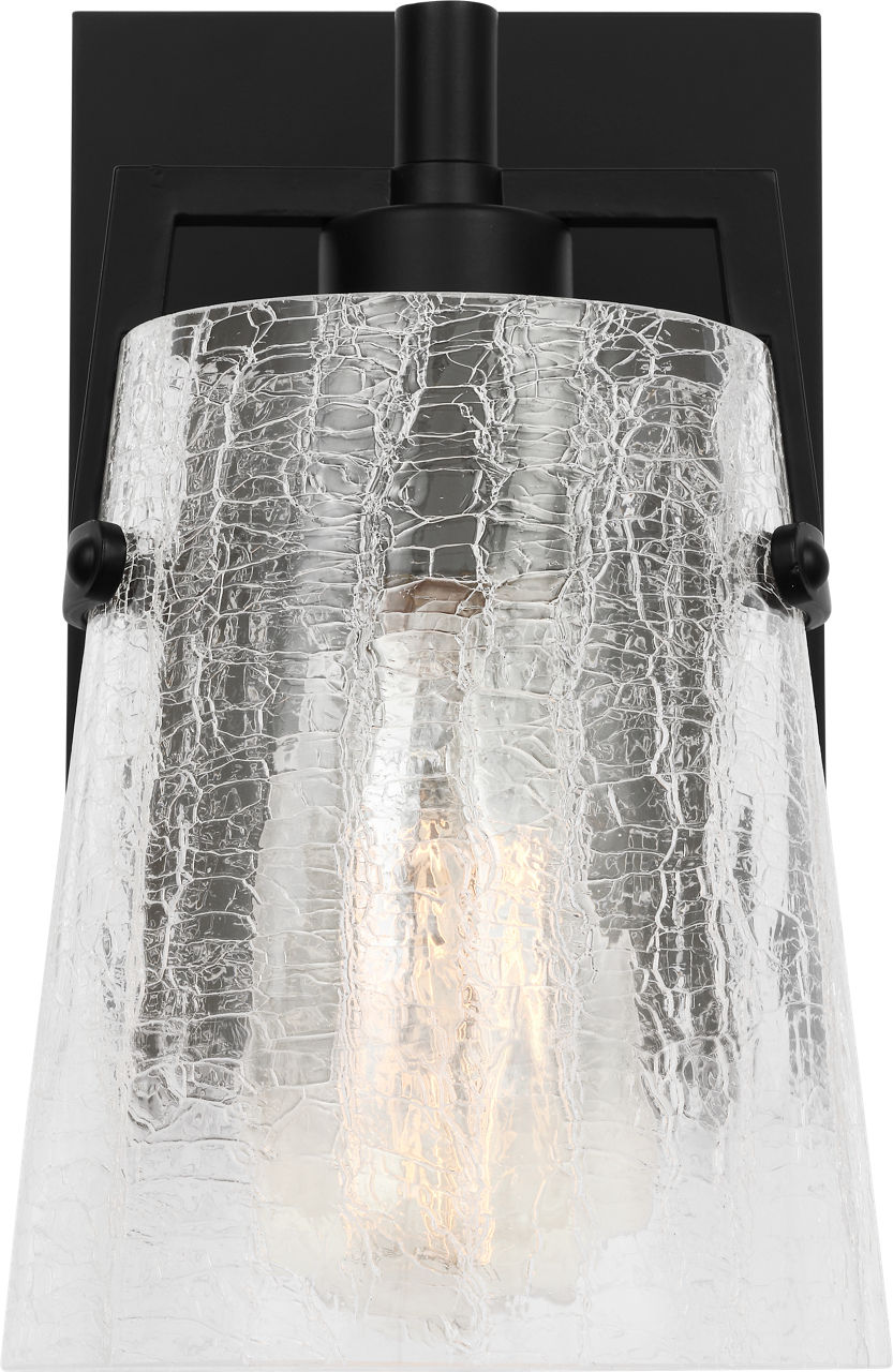 Crofton Small Sconce Midnight Black Clear Crackle Glass