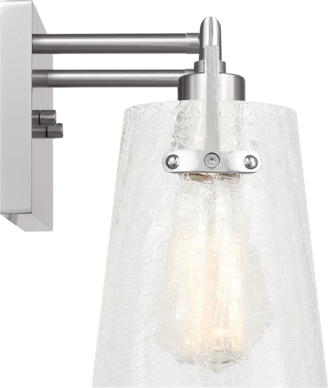 Crofton 2 - Light Vanity Brushed Nickel Clear Crackle Glass