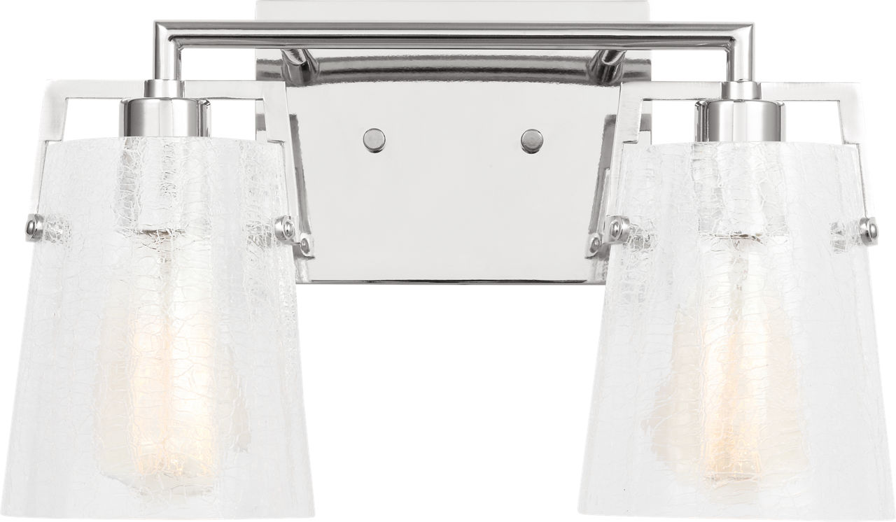Crofton 2 - Light Vanity Chrome Clear Crackle Glass
