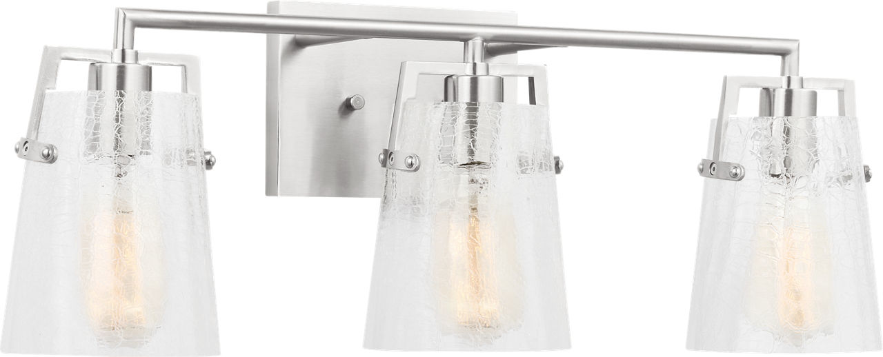 Crofton 3 - Light Vanity Brushed Nickel Clear Crackle Glass