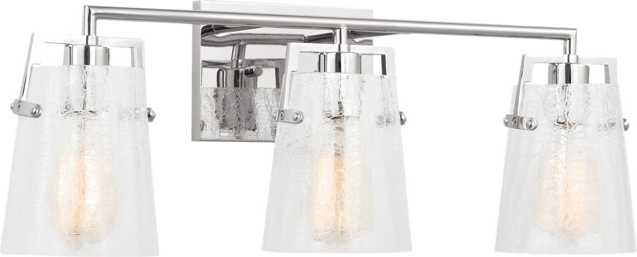 Crofton 3 - Light Vanity Chrome Clear Crackle Glass