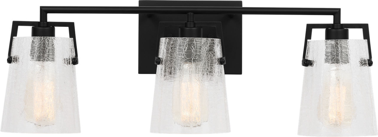 Crofton 3 - Light Vanity Midnight Black Clear Crackle Glass