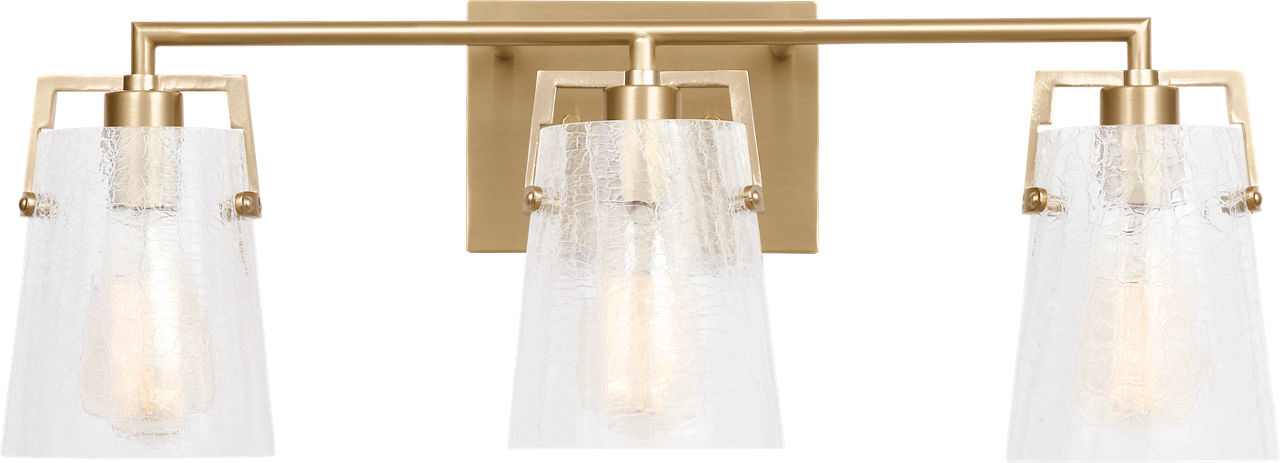 Crofton 3 - Light Vanity Satin Brass Clear Crackle Glass