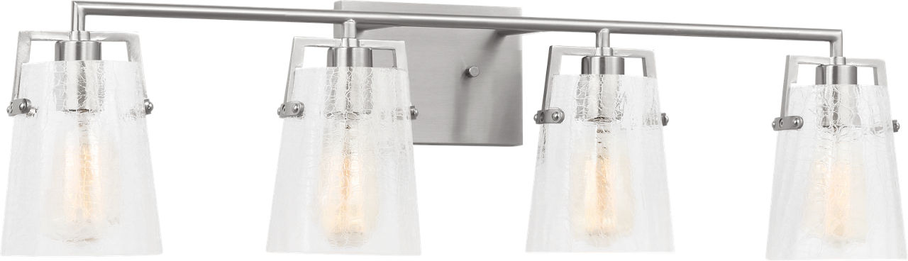 Crofton 4 - Light Vanity Brushed Nickel Clear Crackle Glass