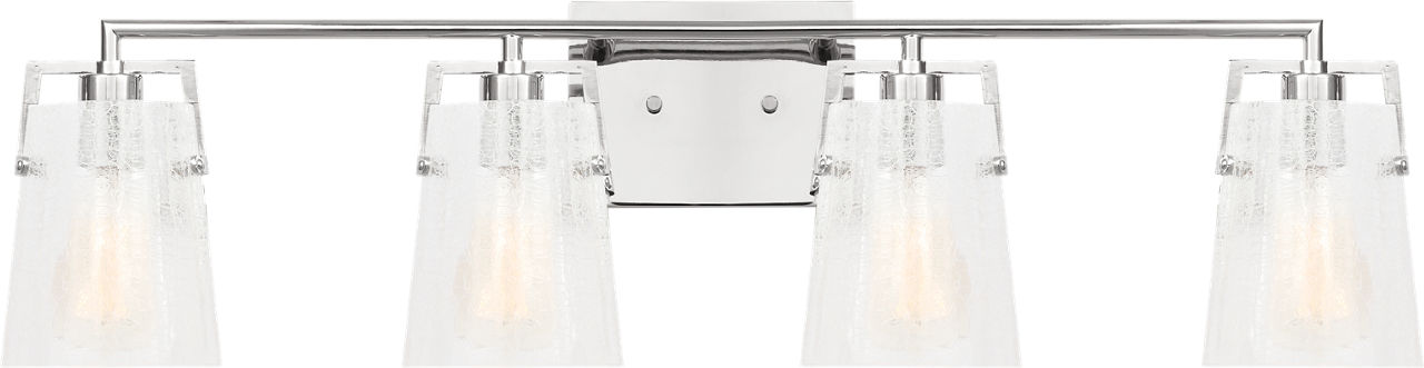 Crofton 4 - Light Vanity Chrome Clear Crackle Glass