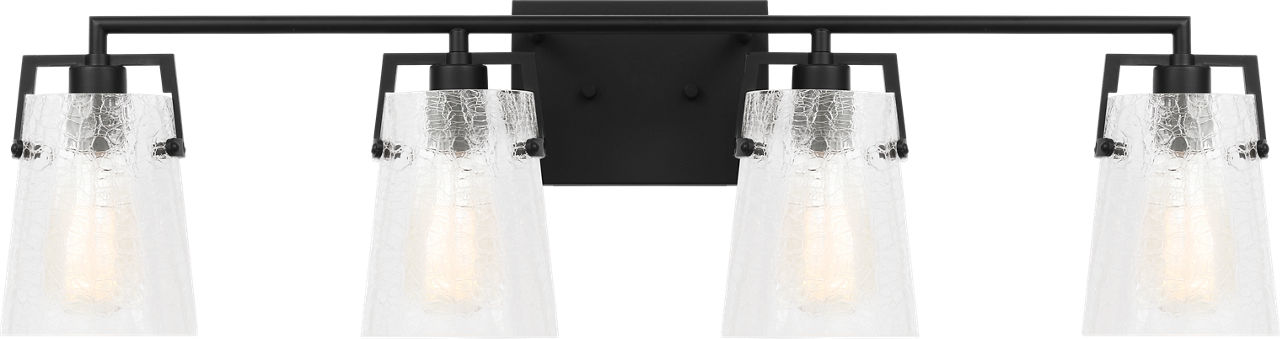 Crofton 4 - Light Vanity Midnight Black Clear Crackle Glass