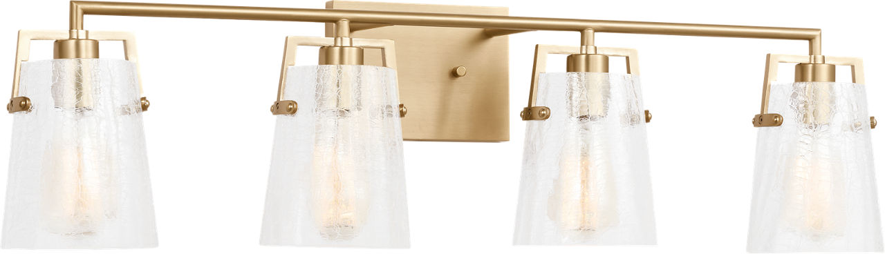 Crofton 4 - Light Vanity Satin Brass Clear Crackle Glass