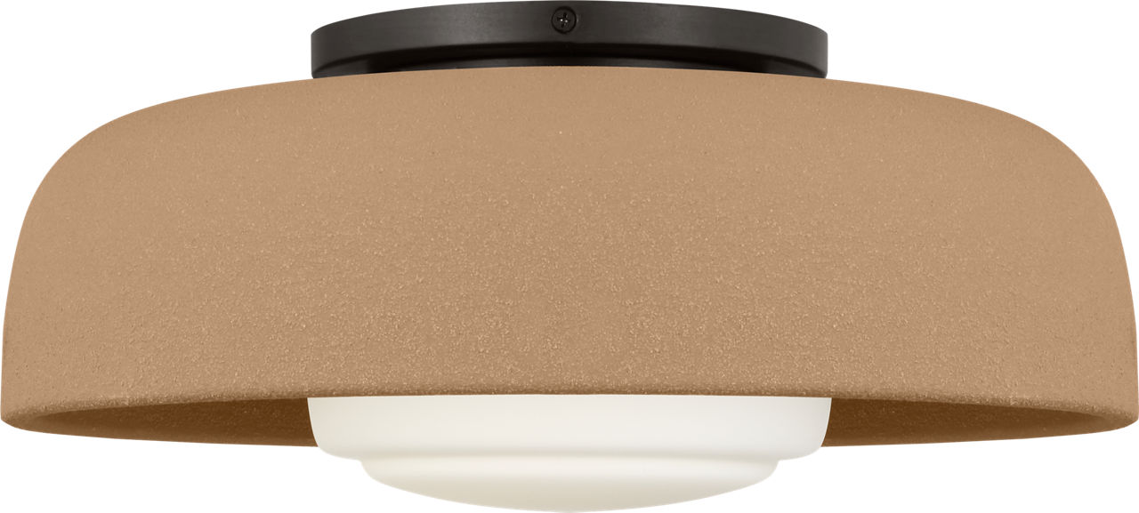 Liora 15" Flush Mount in Aged Iron with Toast Stoneware Shade