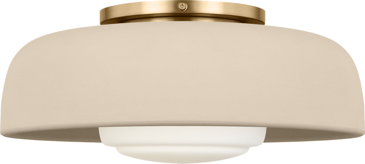 Liora 15" Flush Mount in Estate Brass with Ivory Stoneware Shade