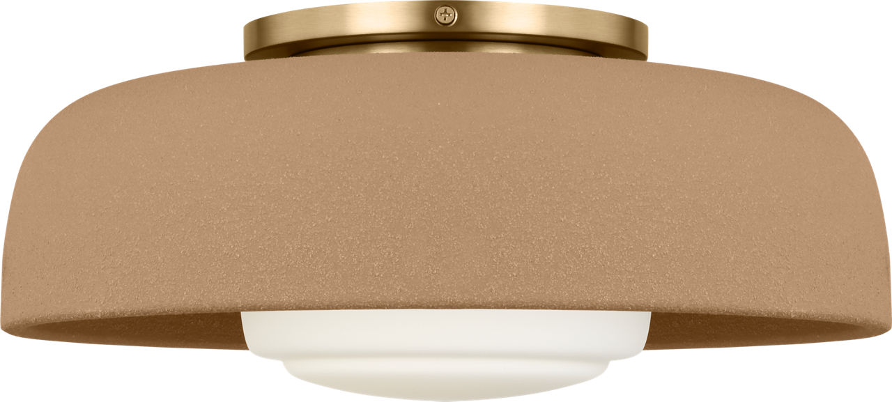 Liora 15" Flush Mount in Estate Brass with Toast Stoneware Shade