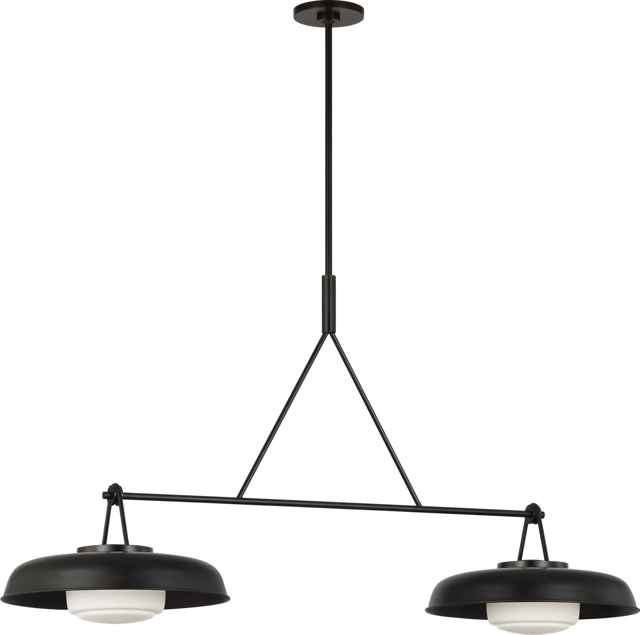 Liora 47" Linear Chandelier in Aged Iron with Aged Iron Shade