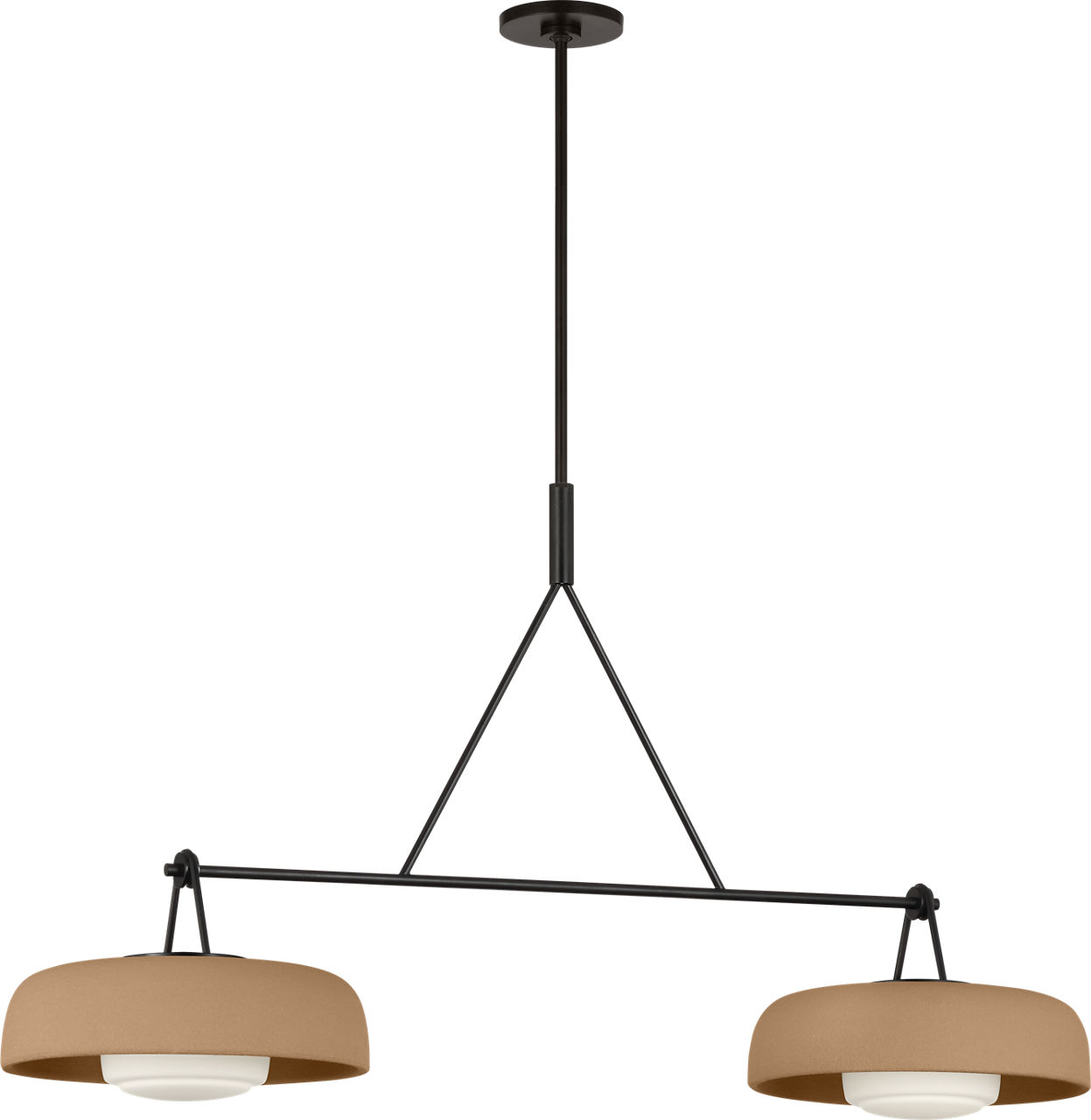 Liora 47" Linear Chandelier in Aged Iron with Toast Stoneware Shade