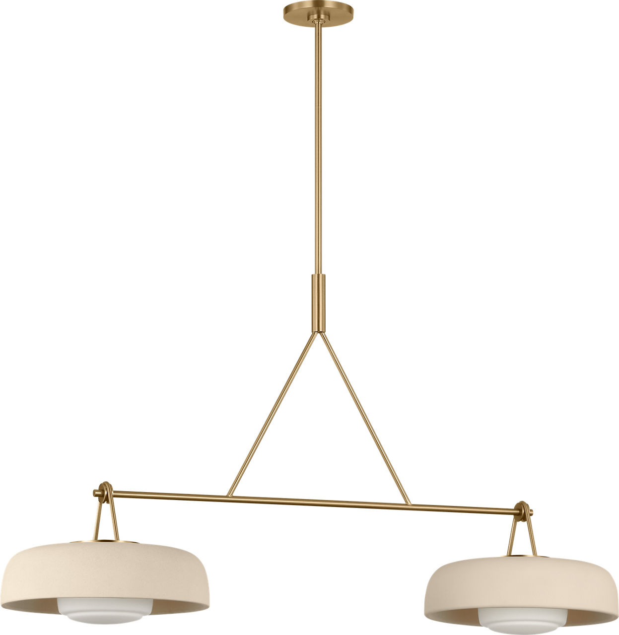 Liora 47" Linear Chandelier in Estate Brass with Ivory Stoneware Shade