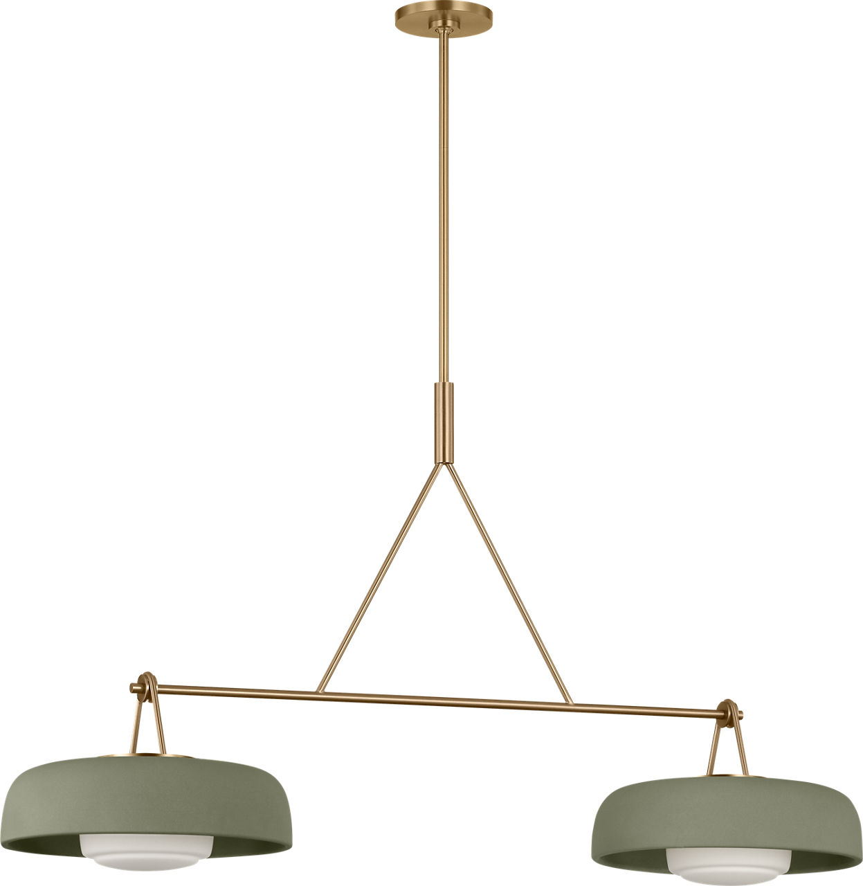 Liora 47" Linear Chandelier in Estate Brass with Sage Stoneware Shade