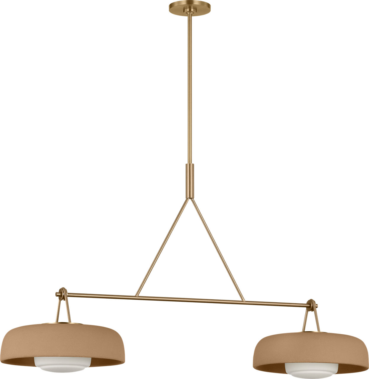 Liora 47" Linear Chandelier in Estate Brass with Toast Stoneware Shade