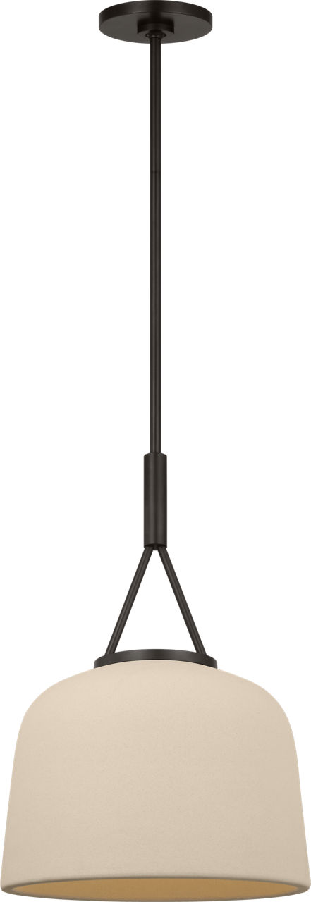 Liora 12" Pendant in Aged Iron with Ivory Stoneware Shade