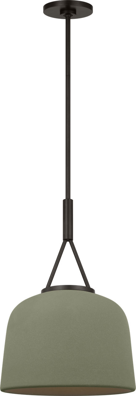Liora 12" Pendant in Aged Iron with Sage Stoneware Shade