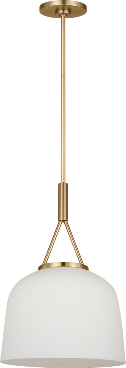 Liora 12" Pendant in Estate Brass with Opal Acid Etched Glass Shade