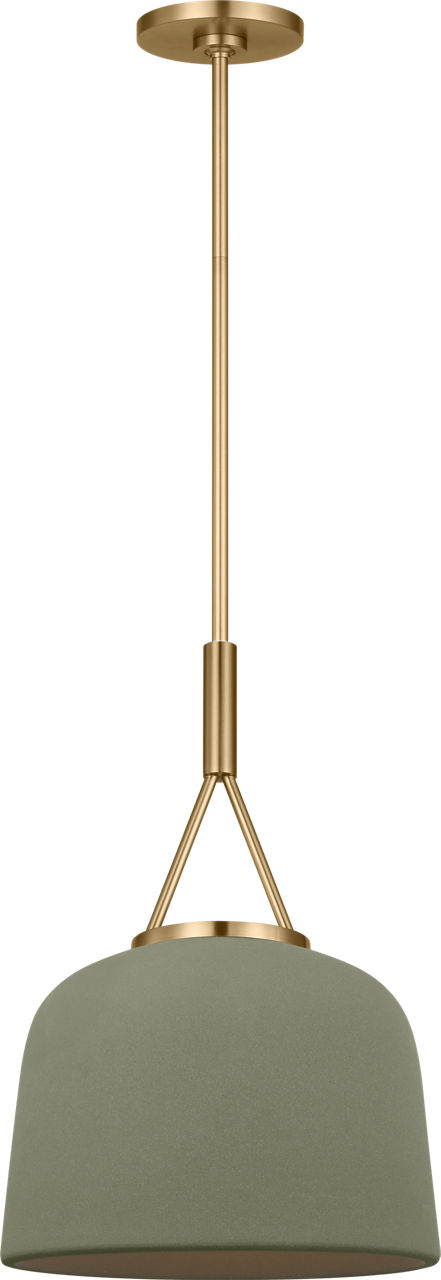 Liora 12" Pendant in Estate Brass with Sage Stoneware Shade
