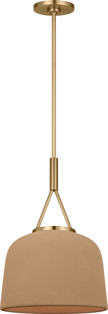 Liora 12" Pendant in Estate Brass with Toast Stoneware Shade