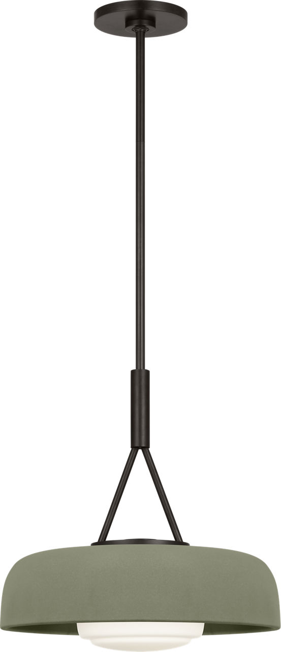 Liora 15" Pendant in Aged Iron with Sage Stoneware Shade