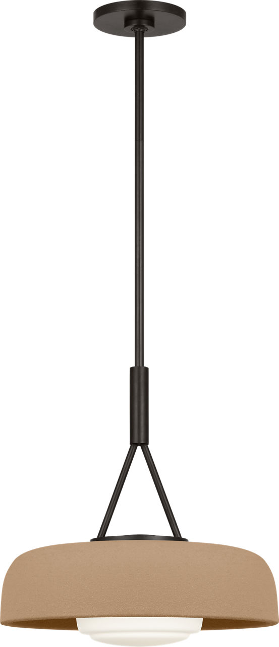 Liora 15" Pendant in Aged Iron with Toast Stoneware Shade