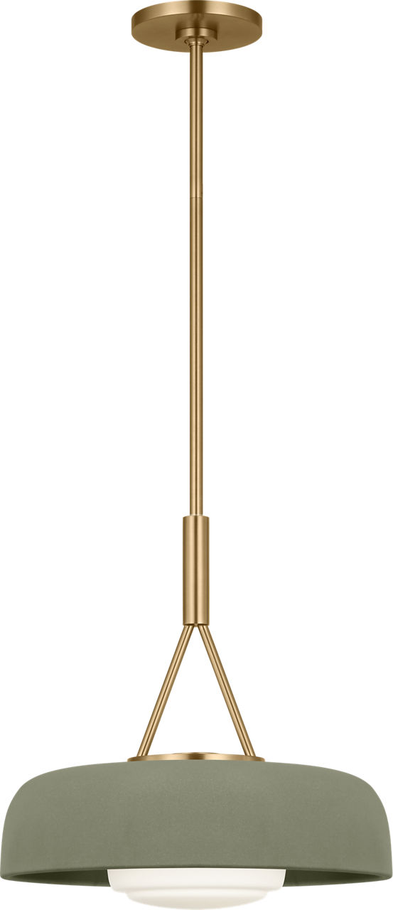 Liora 15" Pendant in Estate Brass with Sage Stoneware Shade