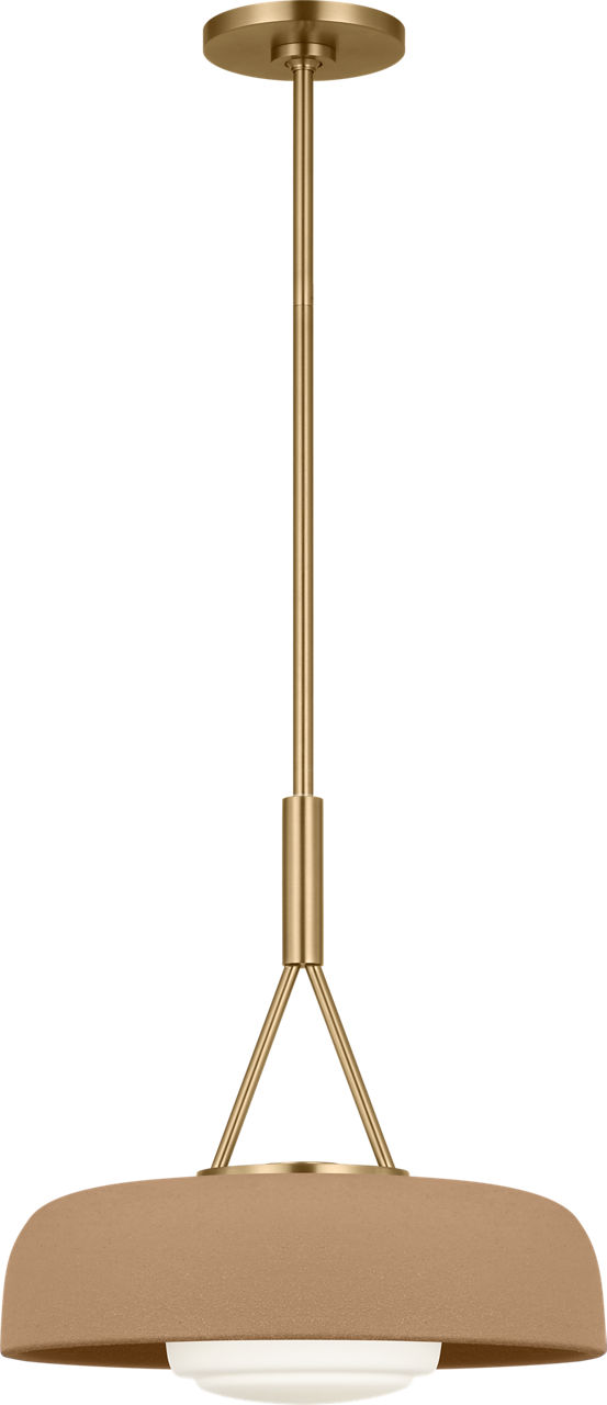 Liora 15" Pendant in Estate Brass with Toast Stoneware Shade