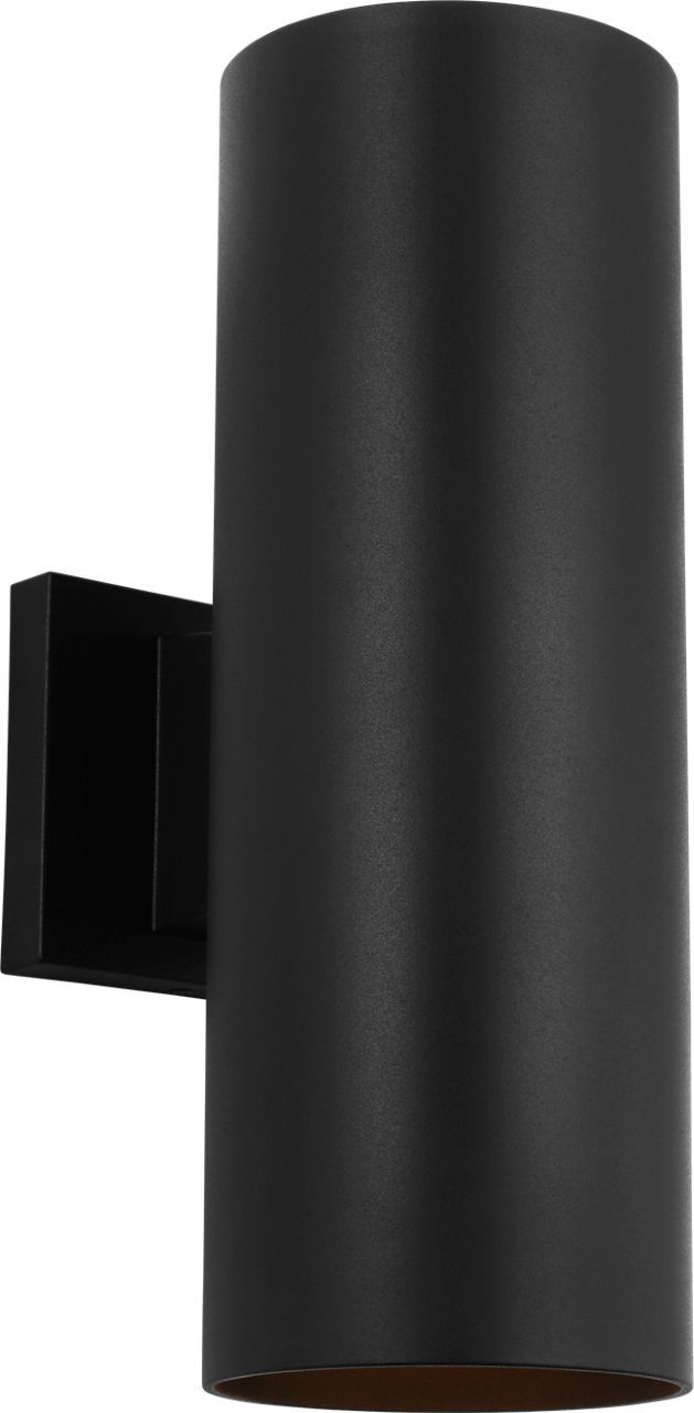 Outdoor Cylinders Medium Two Light Wall Lantern Textured Black Bulb(s) Included
