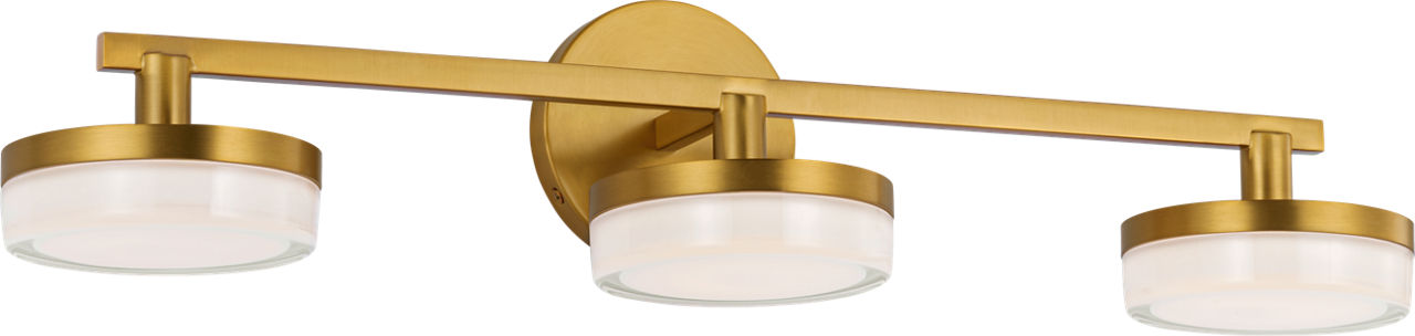 Khan 3 - Light Vanity Burnished Brass Bulbs Inc