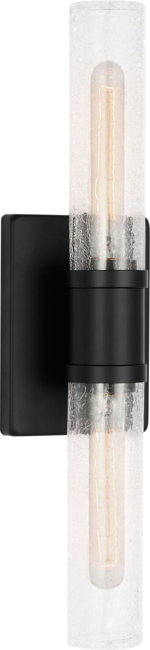 Keaton 20" Vanity Sconce in Midnight Black with Clear Crackle Glass