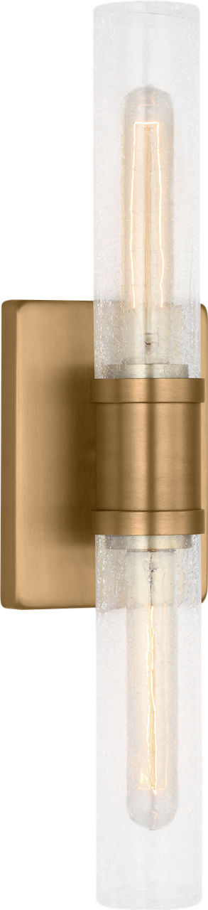 Keaton 20" Vanity Sconce in Satin Brass with Clear Crackle Glass