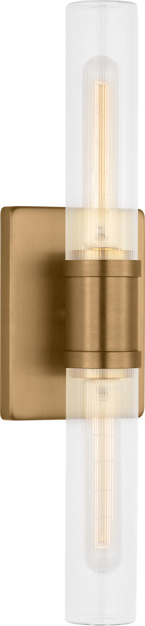 Keaton 20" Vanity Sconce in Satin Brass with Clear Fluted Glass