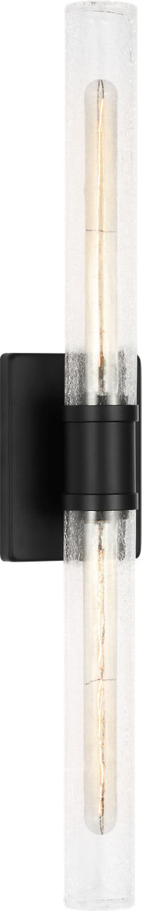 Keaton 30" Vanity Sconce in Midnight Black with Clear Crackle Glass