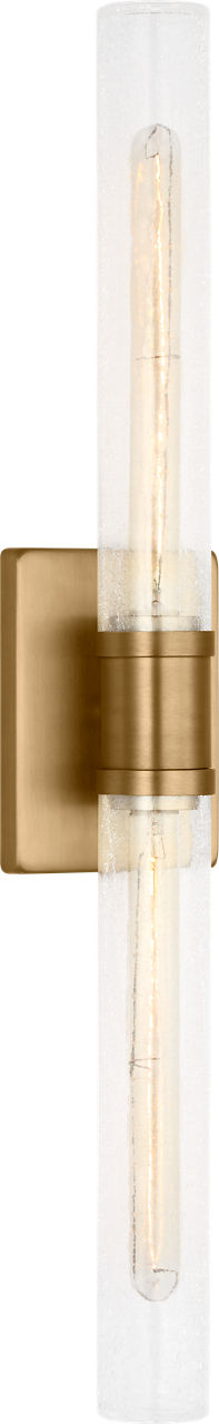 Keaton 30" Vanity Sconce in Satin Brass with Clear Crackle Glass