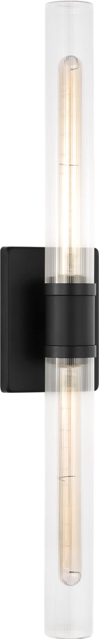 Keaton 30" Vanity Sconce in Midnight Black with Clear Fluted Glass